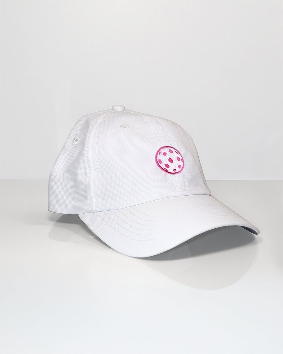 White Pickleball Cap with Pink Ribbon Pickleball Set Ribbon Embroidery Trucker Hat – Two Sisters  main image 2