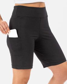  Black shorts with a pocket on a white background